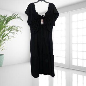 Sofia Jeans by Sofia Vergara Black Tiered Midi Dress NWT Women’s 4X Plus Size Fl
